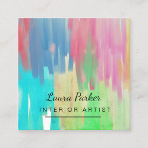 Aquamarin grüne Farbe Abstrakt Moderne Aquarellkun Quadratische Visitenkarte