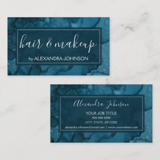 Aquamarin Grüne Farbe Moderner Abstrakter Abstrich Visitenkarte (Vorne/Hinten)