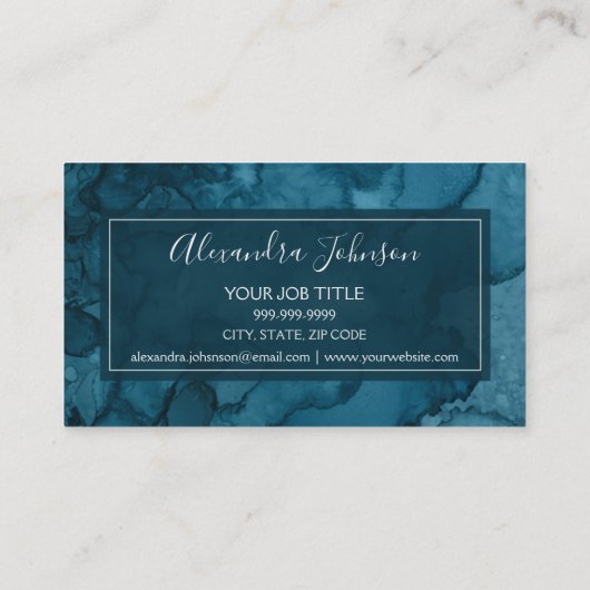 Aquamarin Grüne Farbe Moderner Abstrakter Abstrich Visitenkarte (Rückseite)