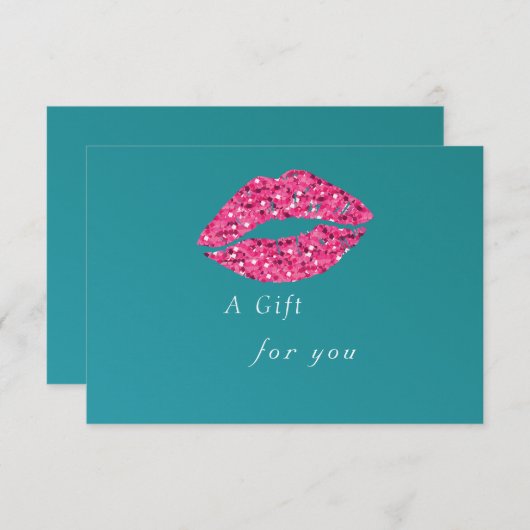 Aquamarin Grüne Lippen Beauty Salon Geschenkgutsch (Vorne/Hinten)