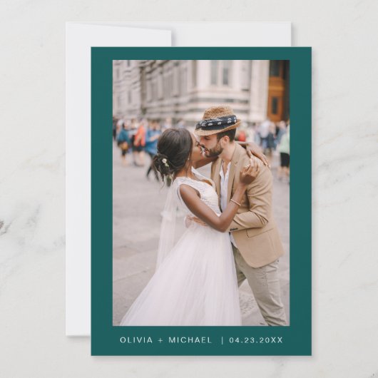 Aquamarin grüne Minimalistische Elegante Foto Hoch Einladung (Vorderseite)
