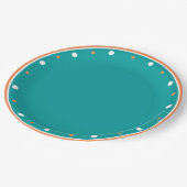 Aquamarin grüne Orangenröhrenpunkte Pappteller (Schrägansicht)