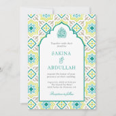 Aquamarin-grüne persische Mosaik-QR-Code für musli Einladung (Vorderseite)