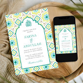 Aquamarin-grüne persische Mosaik-QR-Code für musli Einladung