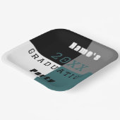 Aquamarin-grüne Schwarz-Weiß-Graduierungsparty Pappteller (Gewinkelt)