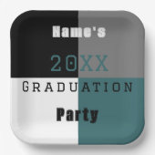Aquamarin-grüne Schwarz-Weiß-Graduierungsparty Pappteller (Vorderseite)