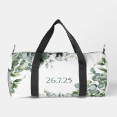 Aquamarin-grüne und weiße Eukalyptusbräute, klein Duffle Bag (Rückseite)