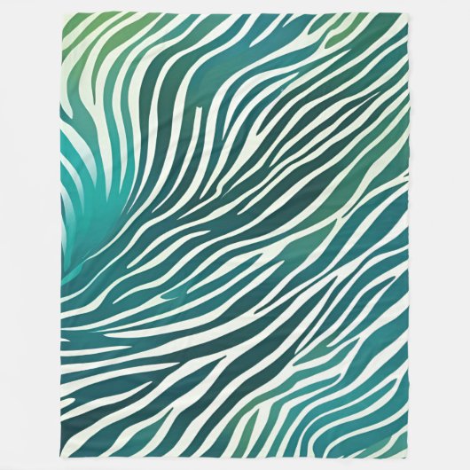 Aquamarin grüne Zebra Streifen Blankette Fleecedecke (Vorderseite)