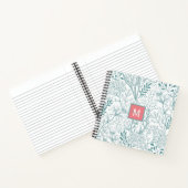 Aquamarin-Grüner Frühlingsholz-Monogramm Notizblock (Innenseite)