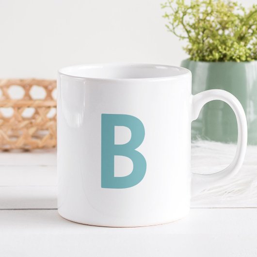 Aquamarin grüner Großbuchstabe Modernes Monogramm Kaffeetasse