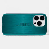Aquamarin-grüner Metallbürstenlook Case-Mate iPhone Hülle (Rückseite (Horizontal))