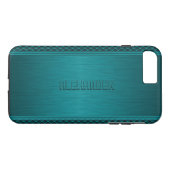 Aquamarin-grüner Metallbürstenlook Case-Mate iPhone Hülle (Rückseite (Horizontal))