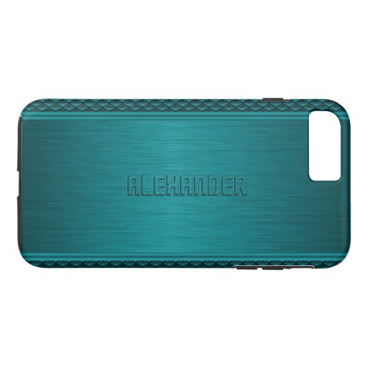 Aquamarin-grüner Metallbürstenlook Case-Mate iPhone Hülle (Rückseite (Horizontal))