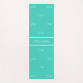 Aquamarin-grüner weißer Monogramm-Initialname Yogamatte (Vorderseite)