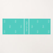 Aquamarin-grüner weißer Monogramm-Initialname Yogamatte (Vorderseite (Horizontal))