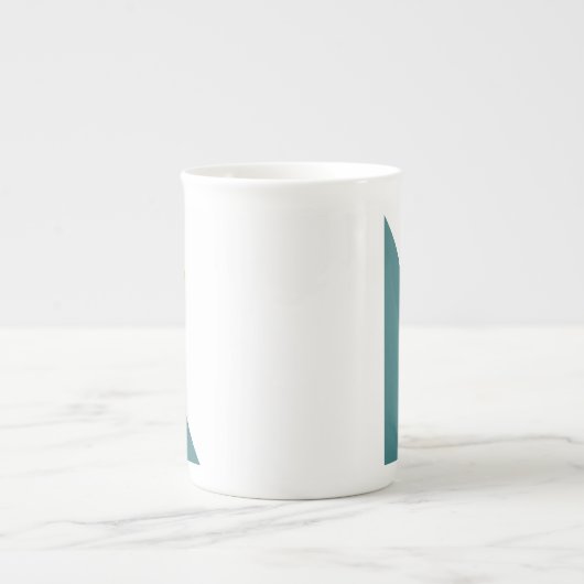 Aquamarin grünes geometrisches Monogramm Porzellantasse (Vorderseite)