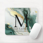 Aquamarin-grünes Monogramm Mousepad (Mit Mouse)