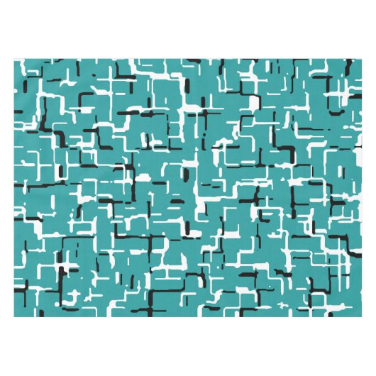 Aquamarin grünes Schwarz-weißes modernes Muster Tischdecke (Vorderseite (Horizontal))