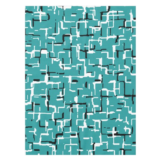 Aquamarin grünes Schwarz-weißes modernes Muster Tischdecke (Vorderseite)