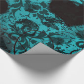 Aquamarin Grunge Damask Valentine Geschenkpapier (Ecke)