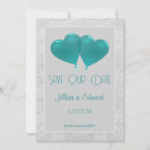 Aquamarin Heart Balloons Ankündigung Datum freihal (Vorderseite)