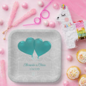 Aquamarin Heart Balloons Polterabend Paper Teller (Party)