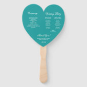 Aquamarin Heart Elegantes Script Blue Wedding Prog Fächer (Rückseite)