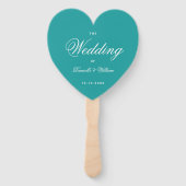 Aquamarin Heart Elegantes Script Blue Wedding Prog Fächer (Vorderseite)