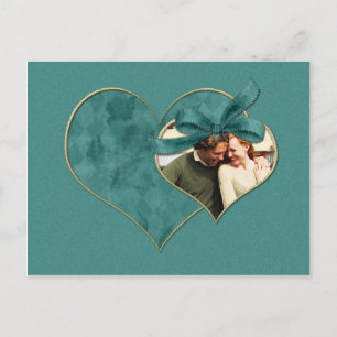 Aquamarin Heart Foto Save the Date Ankündigungspostkarte