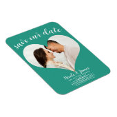 Aquamarin Heart Foto Wedding Save the Date Magnet (Rechte Seite)