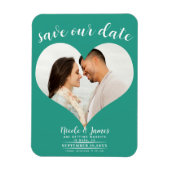 Aquamarin Heart Foto Wedding Save the Date Magnet (Vertikal)