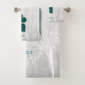 Aquamarin Hearts Personalisiert Badetuch Set (Insitu)