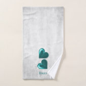 Aquamarin Hearts Personalisiert Badetuch Set (Handtuch)