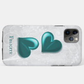 Aquamarin Hearts Personalisiert Case-Mate iPhone C Hülle (Rückseite (Horizontal))