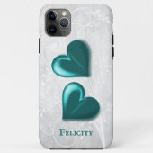Aquamarin Hearts Personalisiert Case-Mate iPhone C Hülle (Rückseite)