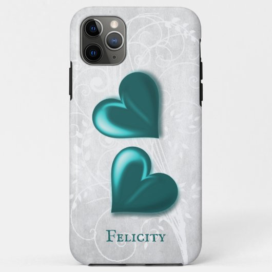 Aquamarin Hearts Personalisiert Case-Mate iPhone C Hülle (Rückseite)