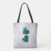 Aquamarin Hearts Personalisiert Tote Bag Tasche (Rückseite)
