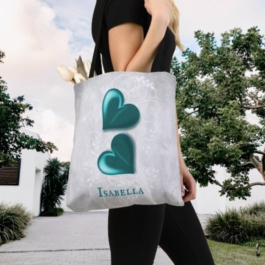 Aquamarin Hearts Personalisiert Tote Bag Tasche