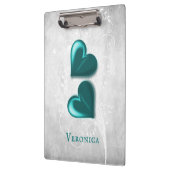 Aquamarin Hearts Personalisiert Zwischenablage Klemmbrett (Links)