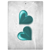 Aquamarin Hearts Personalisiert Zwischenablage Klemmbrett (Rückseite)