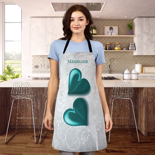 Aquamarin Hearts Personalisierte Schürze