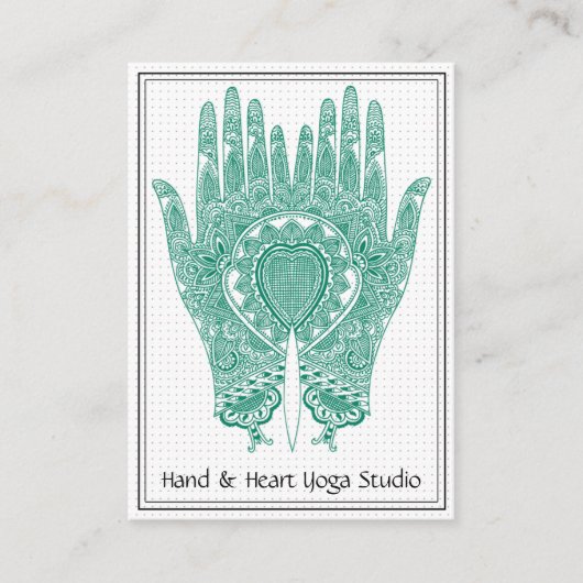 Aquamarin Henna Hands Yoga Studio Business Card Visitenkarte (Vorderseite)