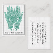 Aquamarin Henna Hands Yoga Studio Business Card Visitenkarte (Vorne/Hinten)