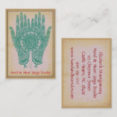 Aquamarin Henna Hands Yoga Studio Business Card Visitenkarte (Vorne/Hinten)