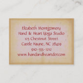 Aquamarin Henna Hands Yoga Studio Business Card Visitenkarte (Rückseite)