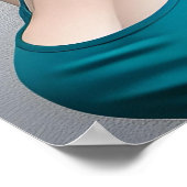 Aquamarin Hhaarige junge Frau Poster (Ecke)