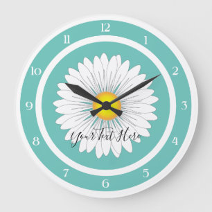 Aquamarin Hübsch Little Daisy Große Wanduhr