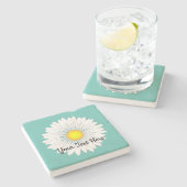 Aquamarin Hübsch Little Daisy Limestone Steinuntersetzer (Seitenansicht)