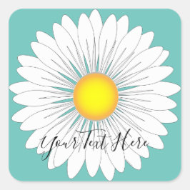 Aquamarin Hübsch Little Daisy Quadratischer Aufkleber