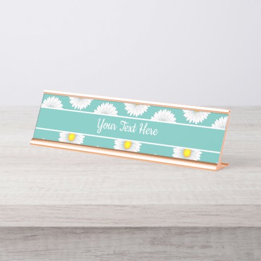Aquamarin Hübsch Little Daisy Schreibtischnamensplakette (Vorderseite )